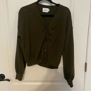 Women's Olive Green Cardigan Sweater